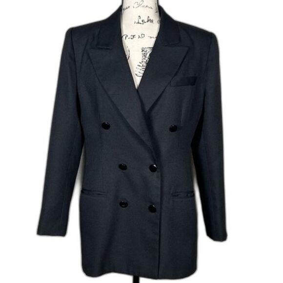 Chad Stevens Sz 10 Business Coat Jacket Women’s Black with 2 Pockets 6 Buttons - Picture 1 of 9